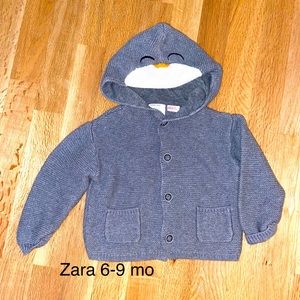 Zara knit hoodie 6-9 mo